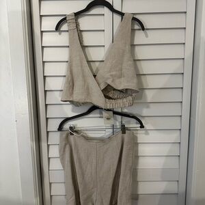 Beige Two-Piece Linen Set